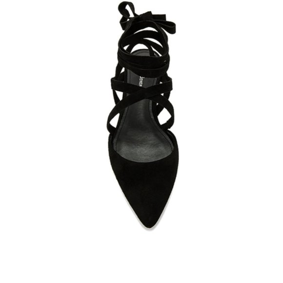 BCBGENERATION Noel black Suede flats with lace up ties women's size 7B - Picture 1 of 7